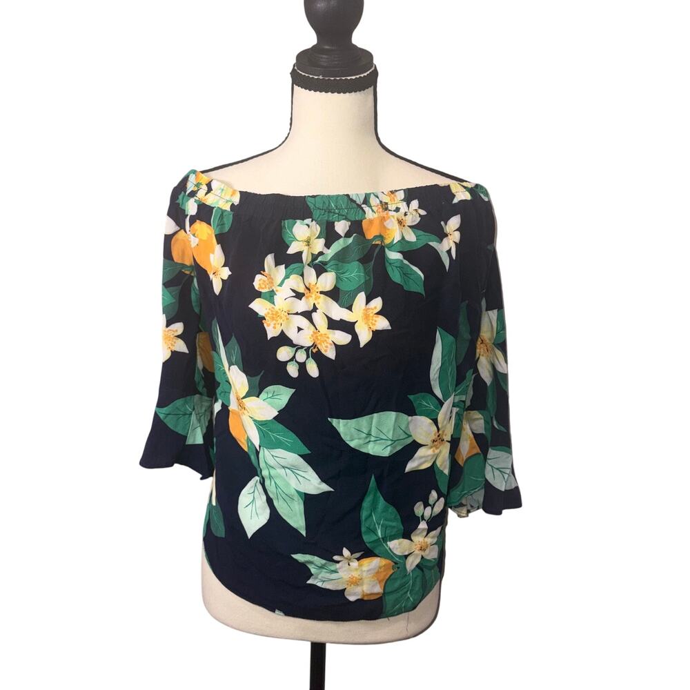 Old Navy Floral Off-the-Shoulder Tropical‎ Summer Boho Blouse M - Picture 2 of 8